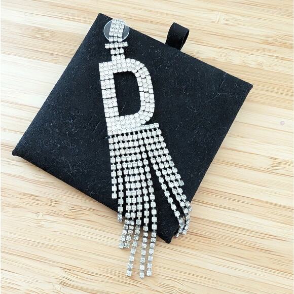 Shashi Silver Rhinestone Alphabet Letter D Crystal Single Earring - Picture 1 of 4